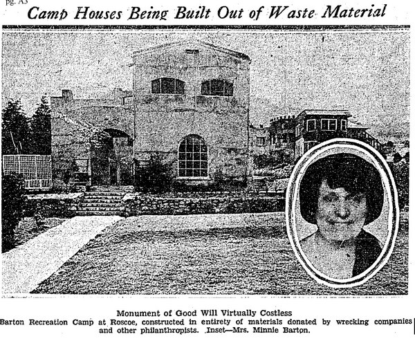 The camp was built entirely out of donated waste materials by volunteers and displaced men and women | L.A. Times, August 29, 1932