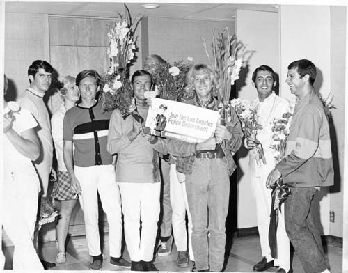 "Flower power" militia at LAPD station