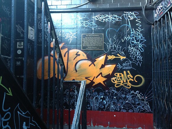 The marker Sale of Manhattan in the East Village of New York.