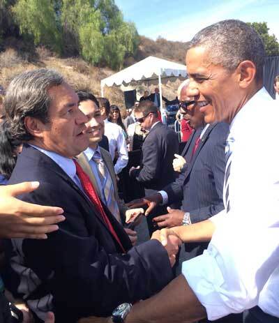 Robert García with former President Barack Obama during the designation of the San Gabriel Mountains as a National Monument | García family / The City Project