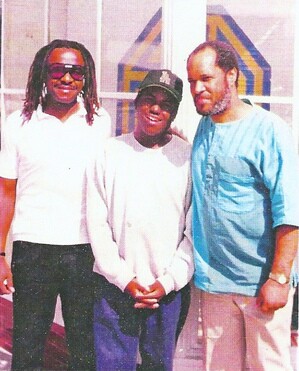 From L to R, Oscar Brasheer (musician), Kharon Harrison(jazz drummer and protege of Billy Higgins), Billy Higgins (Most recorded Jazz Drummer in the world and co-founder of The World Stage)