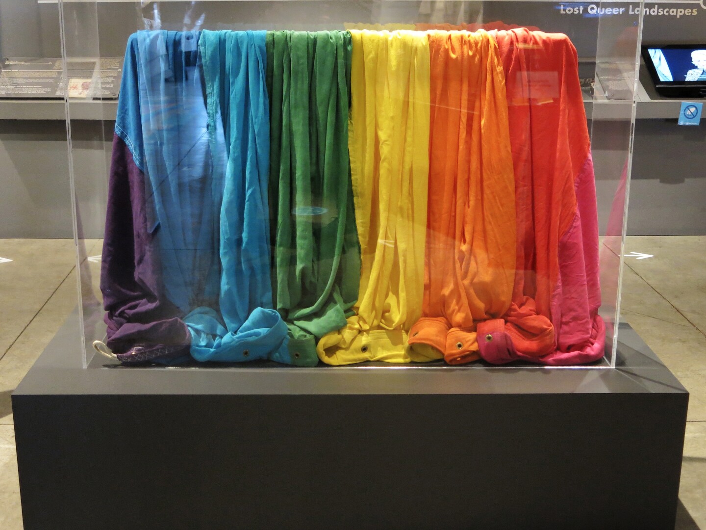 A segment of the original rainbow flag is on display at the GLBT Museum in San Francisco.
