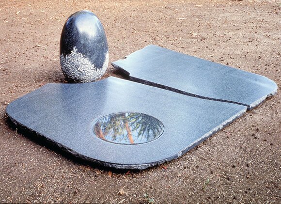 Keiko Kasai, "Moon Pond," 1987, 55" x 56" x 18" Black Granite