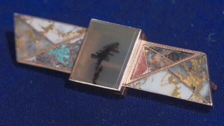 Appraisal: Multi-Stoned Gold Pin, ca. 1880