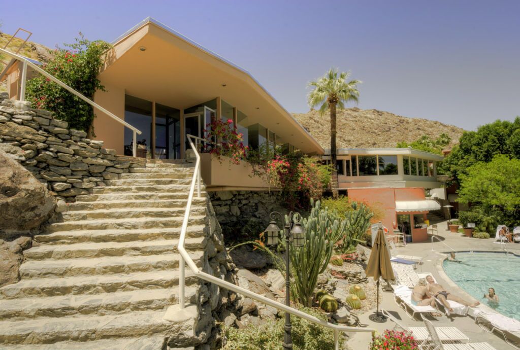 Tennis Club, exterior with staircase foreground, Palm Springs, CA. 2010 | David Horan for the Paul R. Williams Project at the Art Museum of the University of Memphis