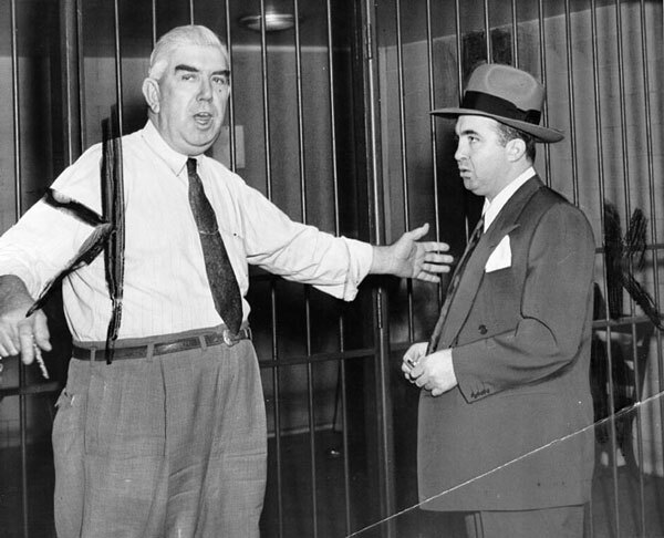 A U.S. Marshal introduced Cohen to the jail where he was held immediately after his 1951 conviction on tax-evasion charges. Courtesy of the Herald-Examiner Collection, Los Angeles Public Library.