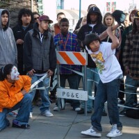 Young dancer popping and locking in San Francisco.