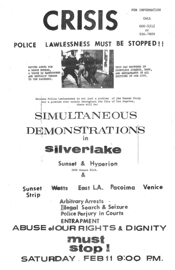 Flyer distributed after the police raid on the Black Cat Bar. Courtesy of the ONE National Gay and Lesbian Archives.