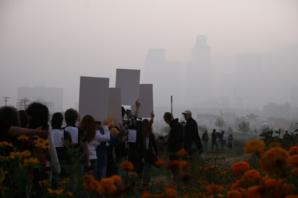 Ultra-red, "Untitled for small ensemble" (2007) Description: performance, State Historic Park, Los Angeles (Sunday, 18 November). | Photograph by Nick Brown, courtesy Ultra-red.