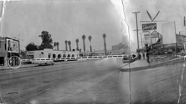 In 1949, Cohen was shot in the shoulder outside Sherry's Cafe on the Sunset Strip. Courtesy of the Herald-Examiner Collection, Los Angeles Public Library.