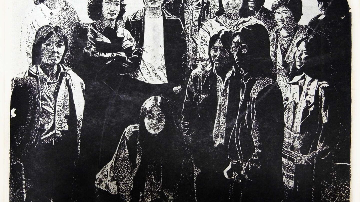 A print of the April 1975 issue of Gidra with Asian American students on the cover.