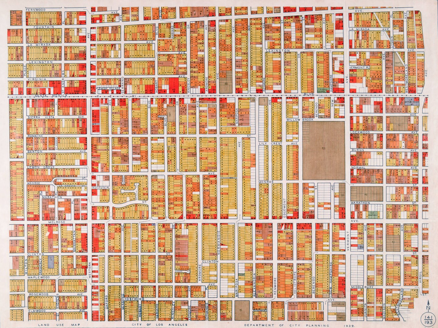 WPA Land use survey map for the City of Los Angeles, book 6 (Hollywood District to Boyle Heights District), sheet 11
