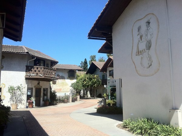 Hotel Europa (right) and shops