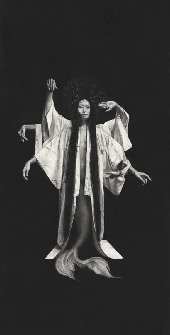 "Pillars - Ver," Charcoal on Rives BFK, 20" x 40," 2014