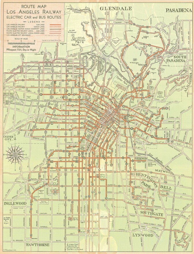 1935 Los Angeles Railway map