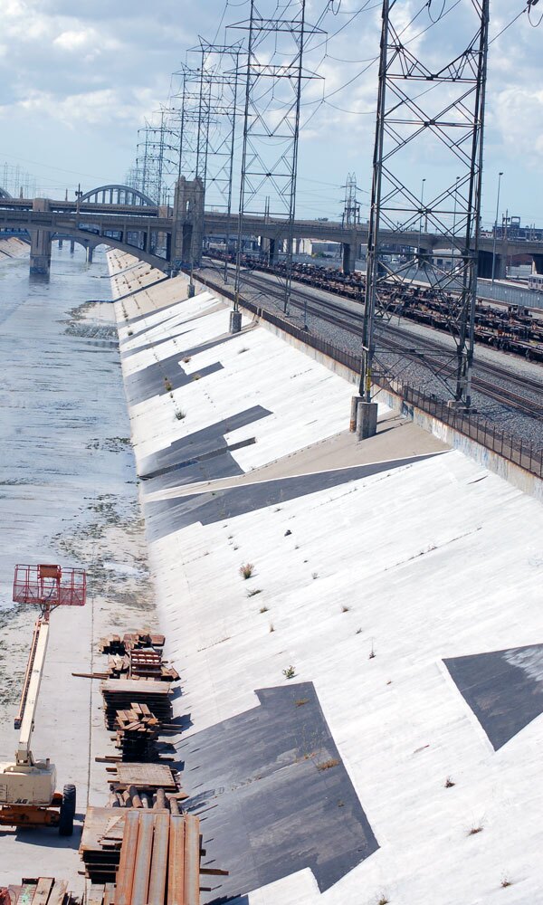 MTA's epic letters could be seen from airplanes flying over the river. 2009 I Photo by Justin Cram