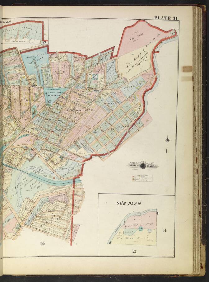 The right side of the page from the 1921 Baist's real estate atlas of Los Angeles.