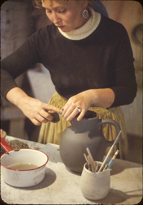 Edith Heath making a water jug | Courtesy of the Environmental Design Archives at UC Berkeley