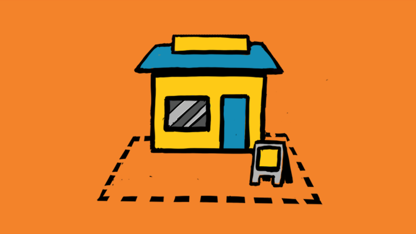 Cartoon of a small building
