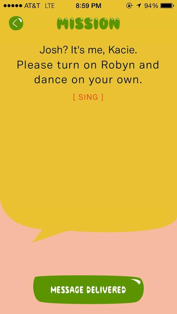 Screengrab from iOS app Somebody