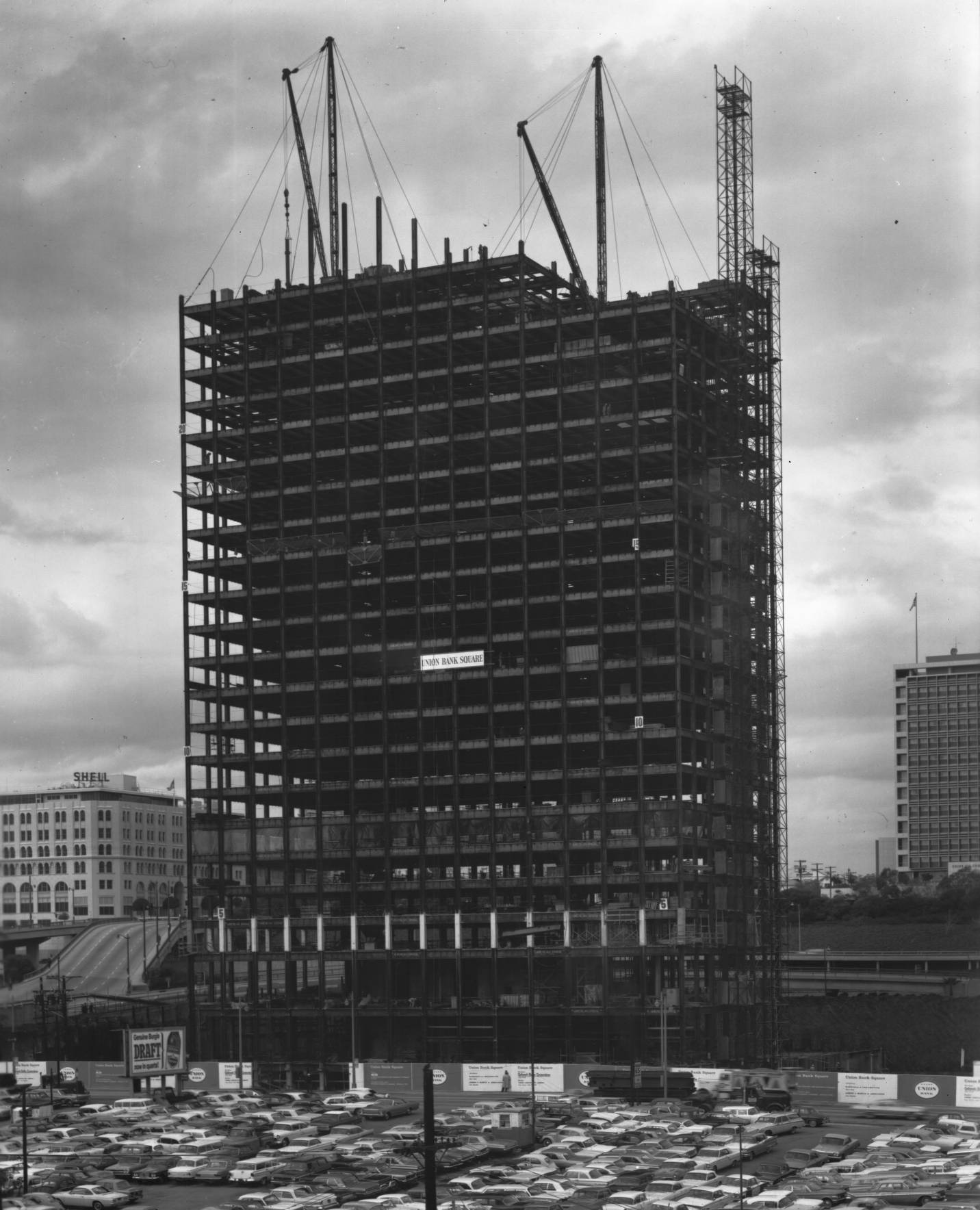 Union Bank Square under construction, circa 1966