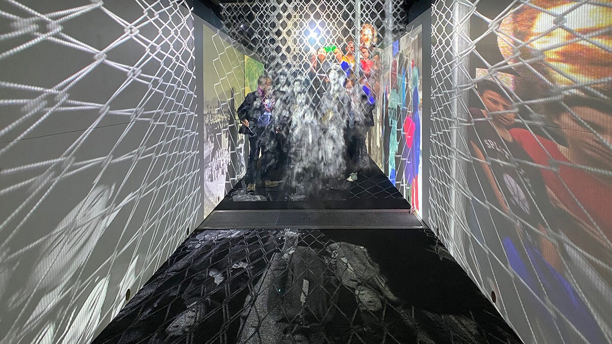 Interior of the container at Taiji Terasaki's "Transcendients" at JANM | Paloma Dooley