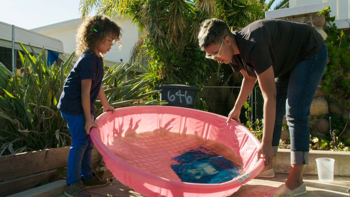 Artist Andrea Chung with her son, Kingston| Still from KCET Artbound's "Artist and Mother" Mother AB s9