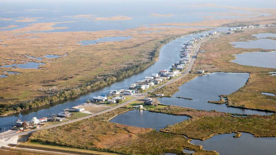 Aerial image of island off Louisiana coast. | Nicky Milne/Thomson Reuters Foundation