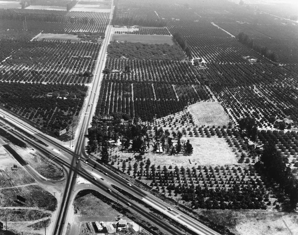 At-grade crossing on the Santa Ana Freeway in Anaheim