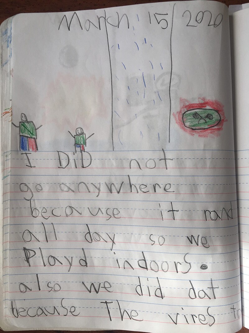 Six-year-old Franklin Wong’s journal entry describing what life is like during COVID-19.