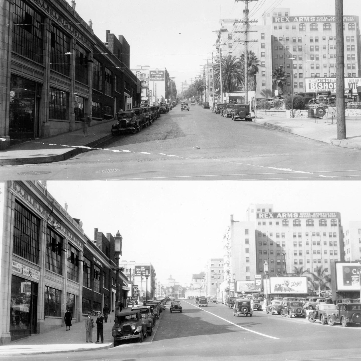 Widening Wilshire at Figueroa (before/after)