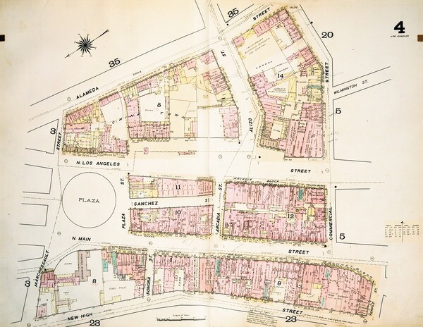 Map from the 1888 Dakin fire insurance atlas. Courtesy of the Map Collection, Los Angeles Public Library.