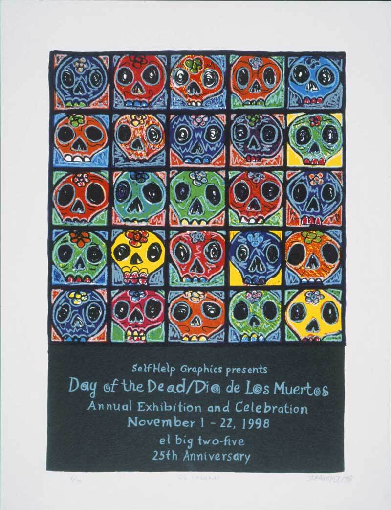 “25 Calakas” by José Ramírez (1998 Commemorative Dia de Los Muertos Print) | Courtesy of Self Help Graphics & Art