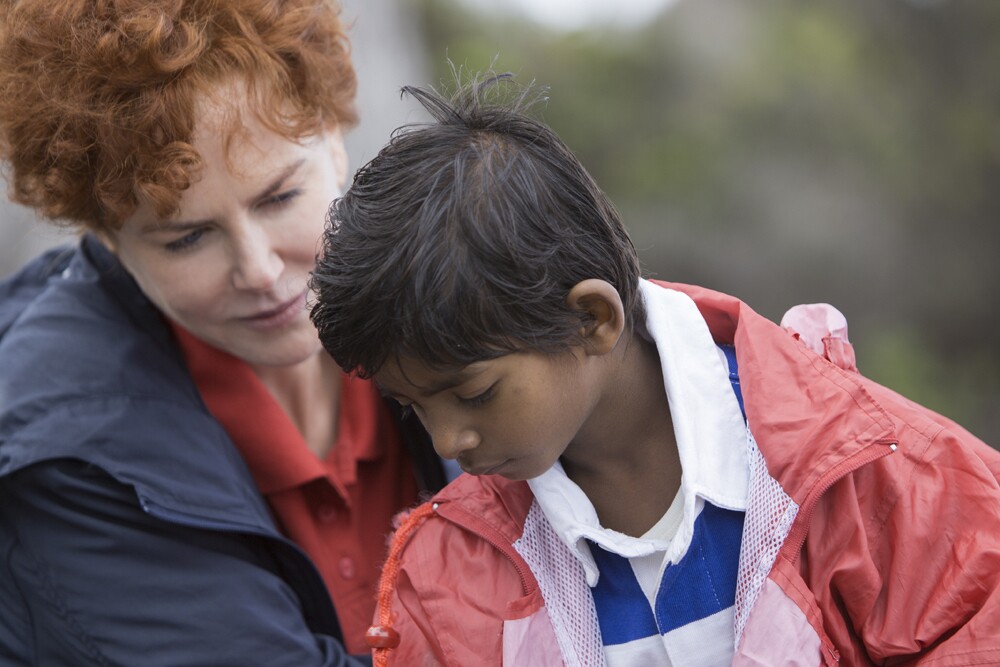 Nicole Kidman (as Sue Brierley) and Sunny Pawar (as a young Saroo Bierley) in the film "Lion."