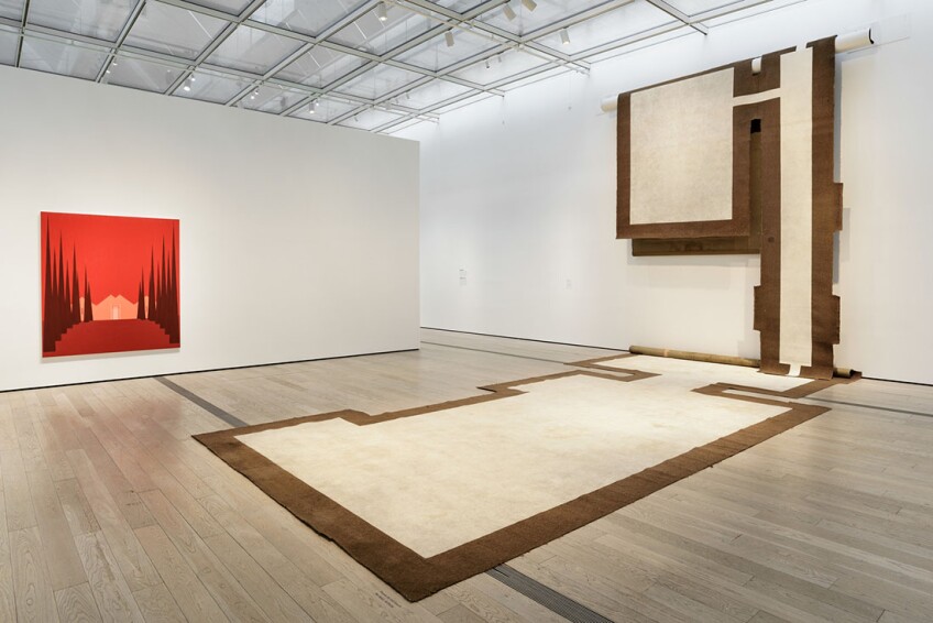 Installation photo featuring Salomon Huerta's Untitled House (0306), 2003 and Carmen Argote's 720 Sq. Ft.: Household Mutations, 2010 in the exhibition Home—So Different, So Appealing at the Los Angeles County Museum of Art, June 11, 2017 - October 15, 201