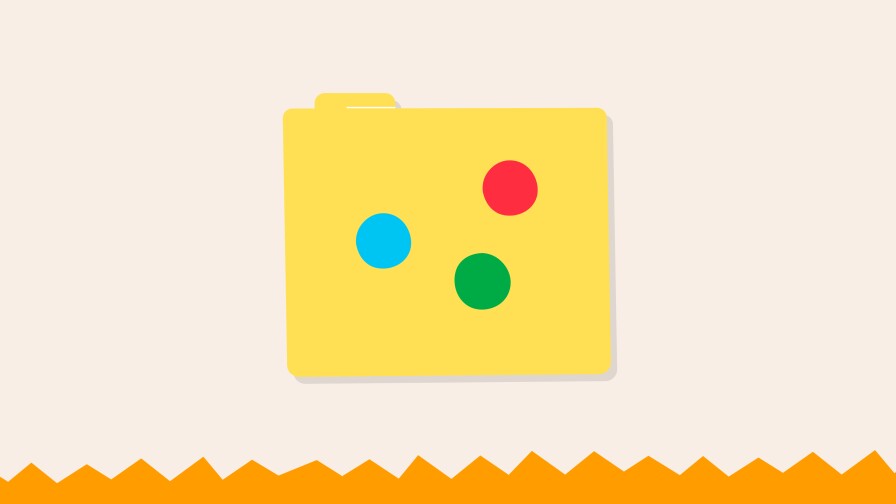 Yellow file folder with colored dots