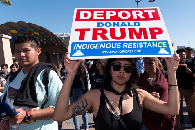 Los Angeles high school students walkout to protest President-elect Donald Trump