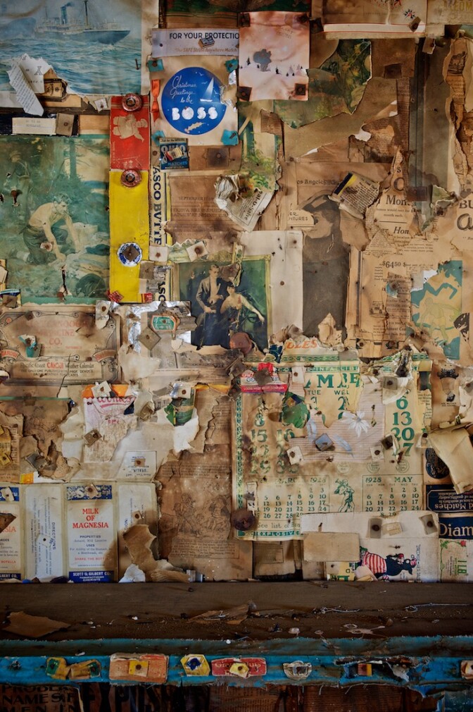 Detail: 'Depression Era Wallpaper,' 'Burro' Schmidt Cabin, 2011 | Photo: Osceola Refetof