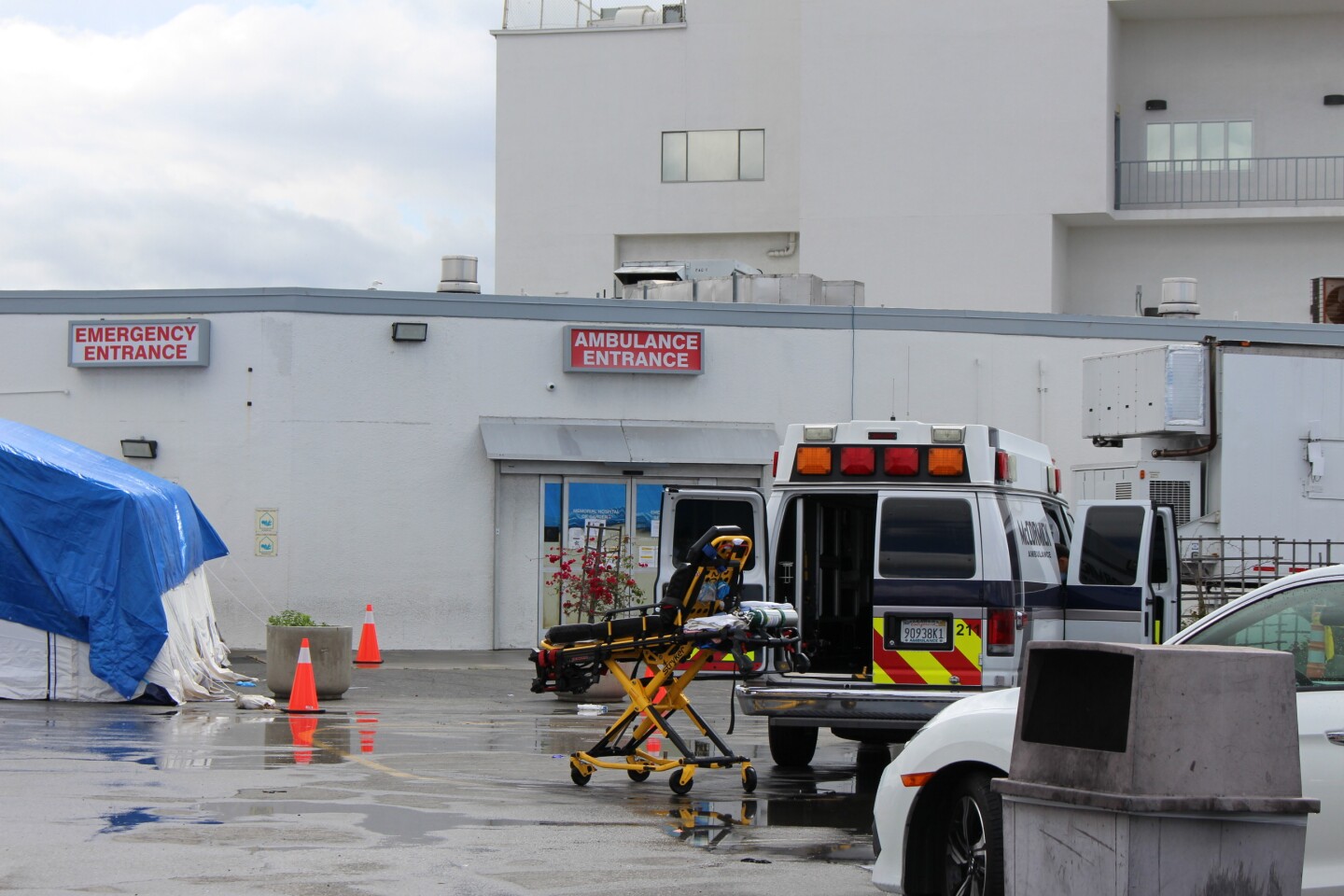 Outside the Emergency Room of a Gardena hospital April 2020