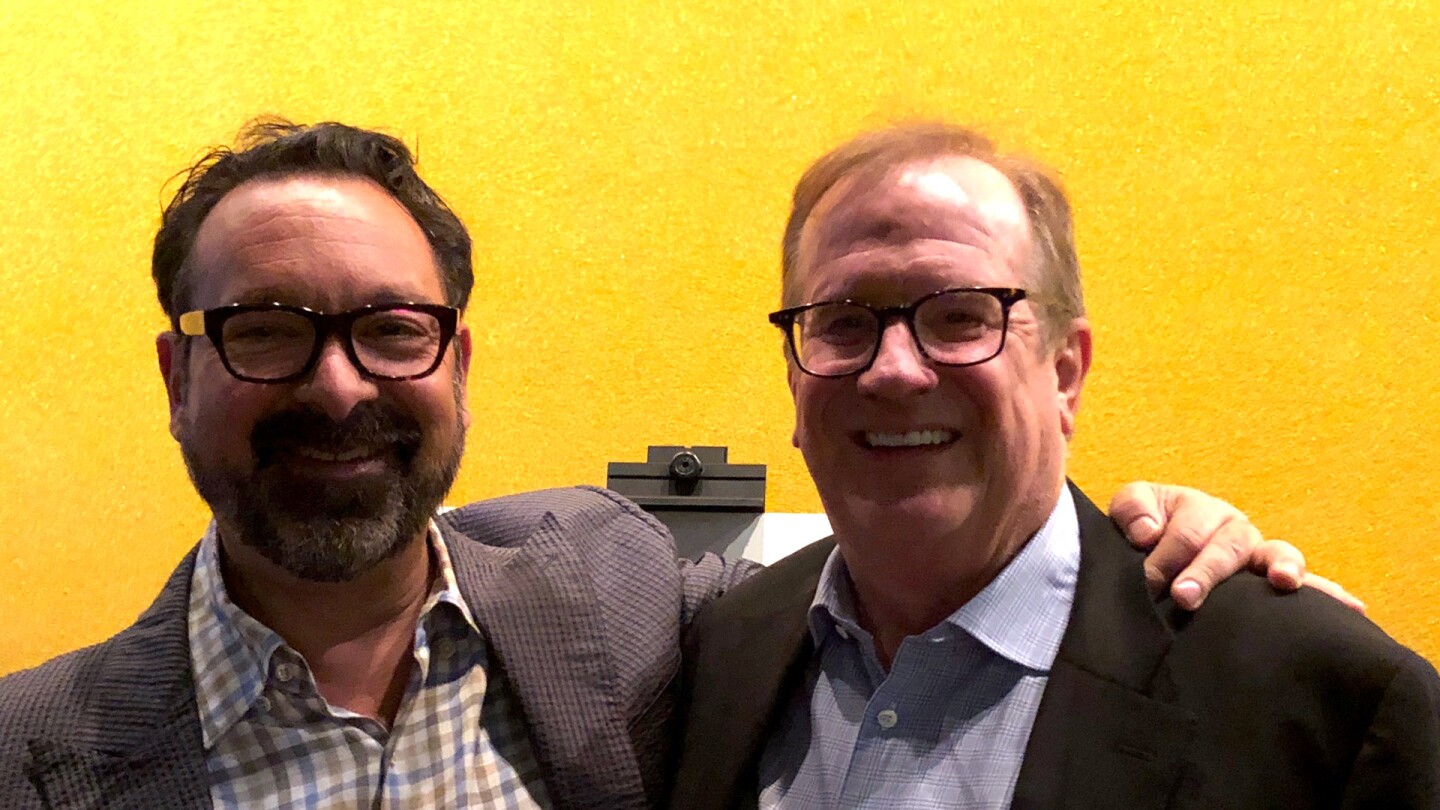 Director James Mangold and KCET Cinema Series host Pete Hammond pause for a photo before the Q&A.
