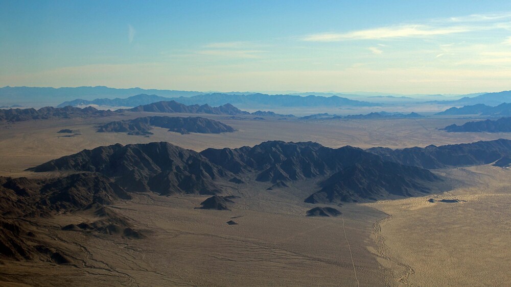 Aerial view eastward across the south end of Mojave Trails NM | Photo: Chris Clarke