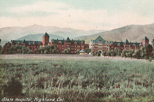 Postcard view of Patton State Hospital