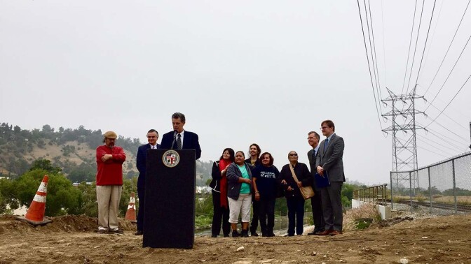 Jeff Scott of EPA announcing a grant of $500,000 awarded to Taylor Yard for clean up. | Lauren Herstik