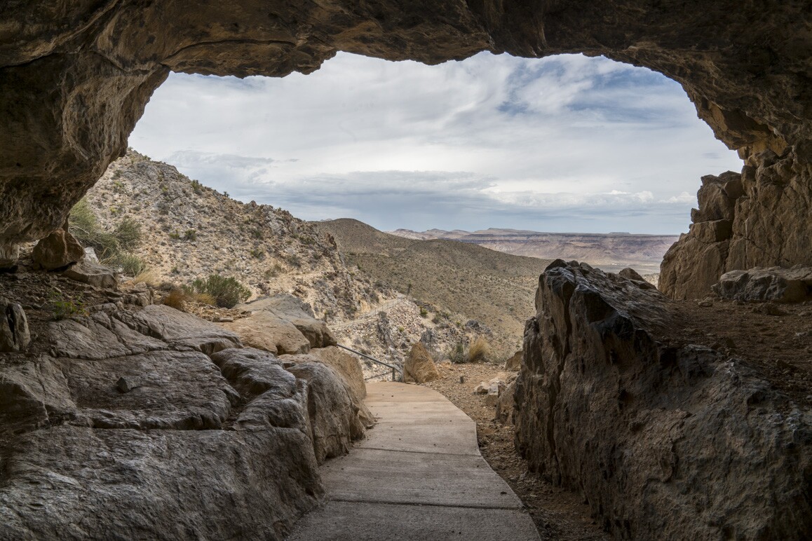 Above: The entrance to the El Pakiva Cavern at Providence Mountains State Recreation Area. | Photo: Kim Stringfellow