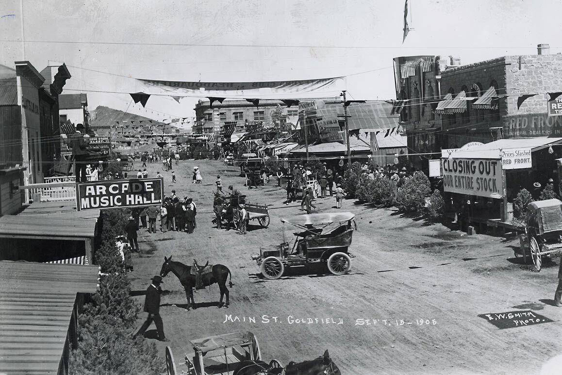 Main Street of Goldfield, NV on September 18, 1908. | E.W. Smith. Courtesy of the Nevada Historical Society.