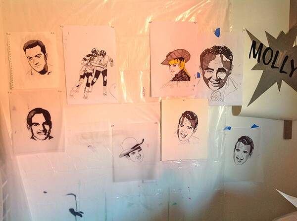 Sketches for mural panels. | Photo: Vincent Ramos