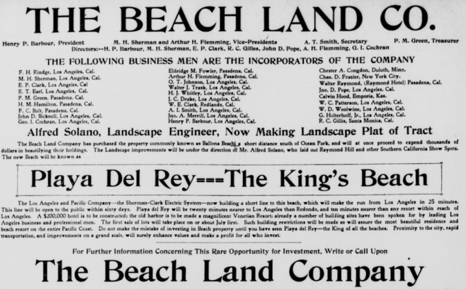 The Beach Land Co. advertisement