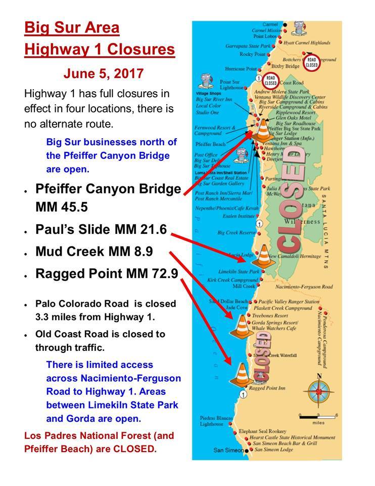 Big Sur closure map | Image: California State Parks