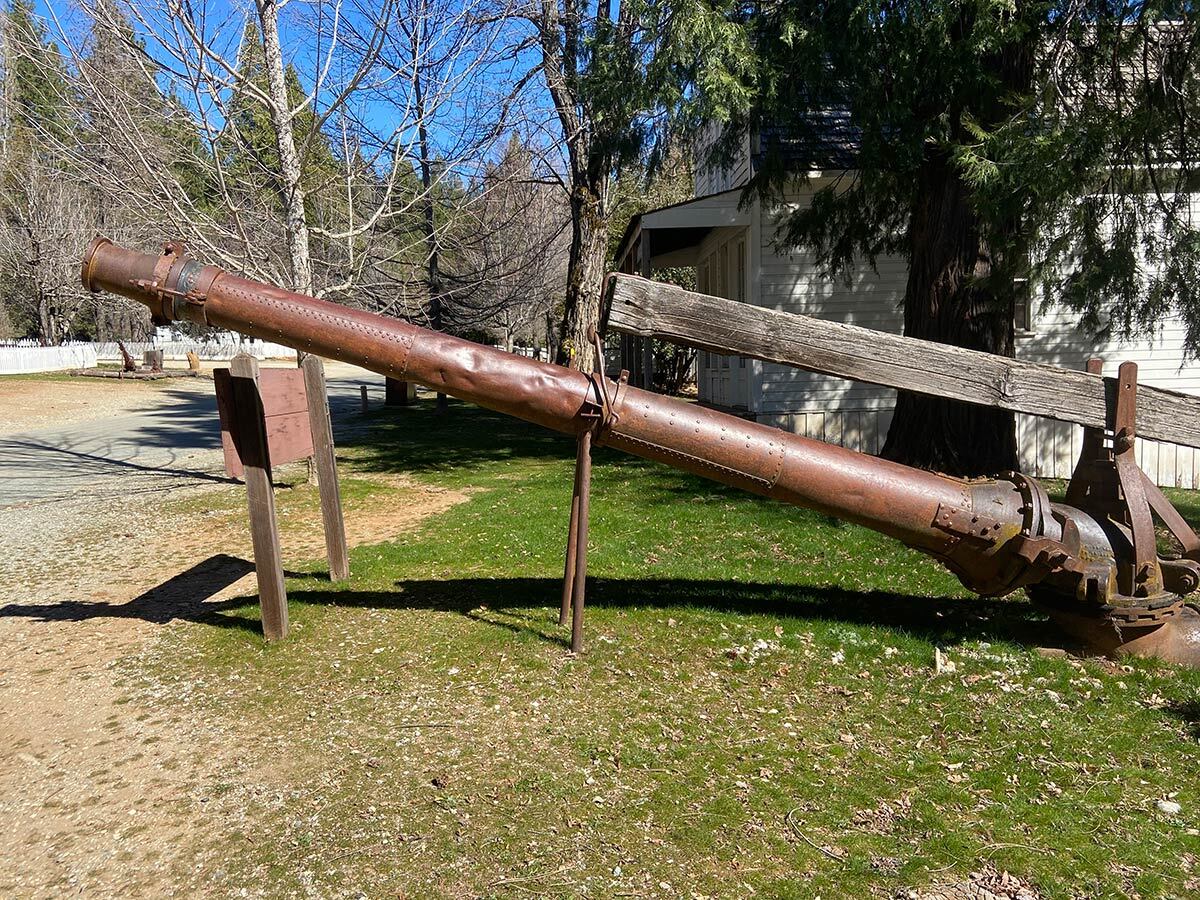 A monitor that would have been used in hydraulic mining to blast pressurized water at the side of the cliffs at sites like Malakoff Diggins. | Alexandria Herr
