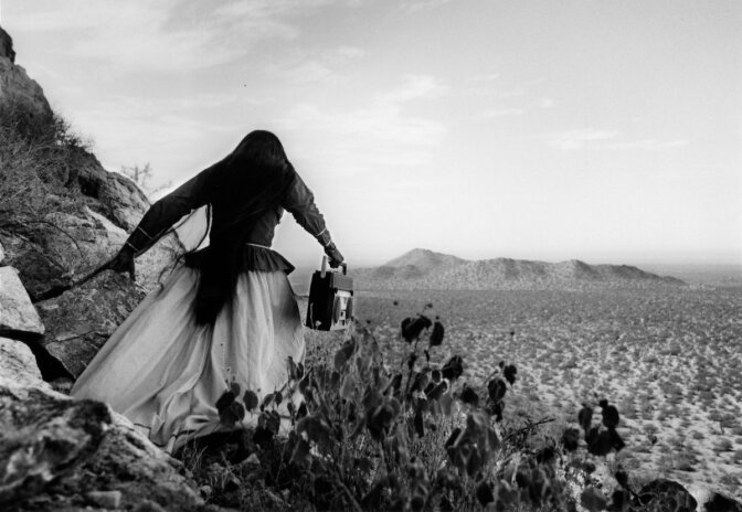 Mujer ángel, desierto de Sonora, 1979 (Angel Woman, Sonora Desert) Gelatin silver print 16 × 20 in. | © Graciela Iturbide - Graciela Iturbide exhibition PST LA/LA